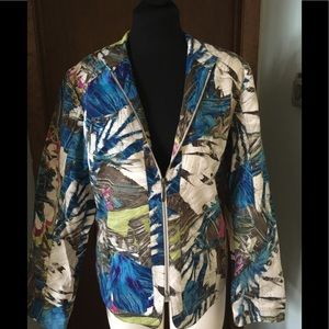Chico’s Lined Abstract Floral Jacket Size 2 Large